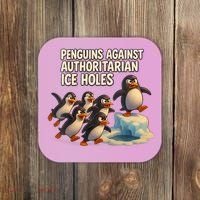 Penguins Against Authoritarian Ice Holes Sarcastic V-Neck  Coaster thumb 0