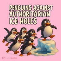 Penguins Against Authoritarian Ice Holes Sarcastic V-Neck  Coaster thumb 2