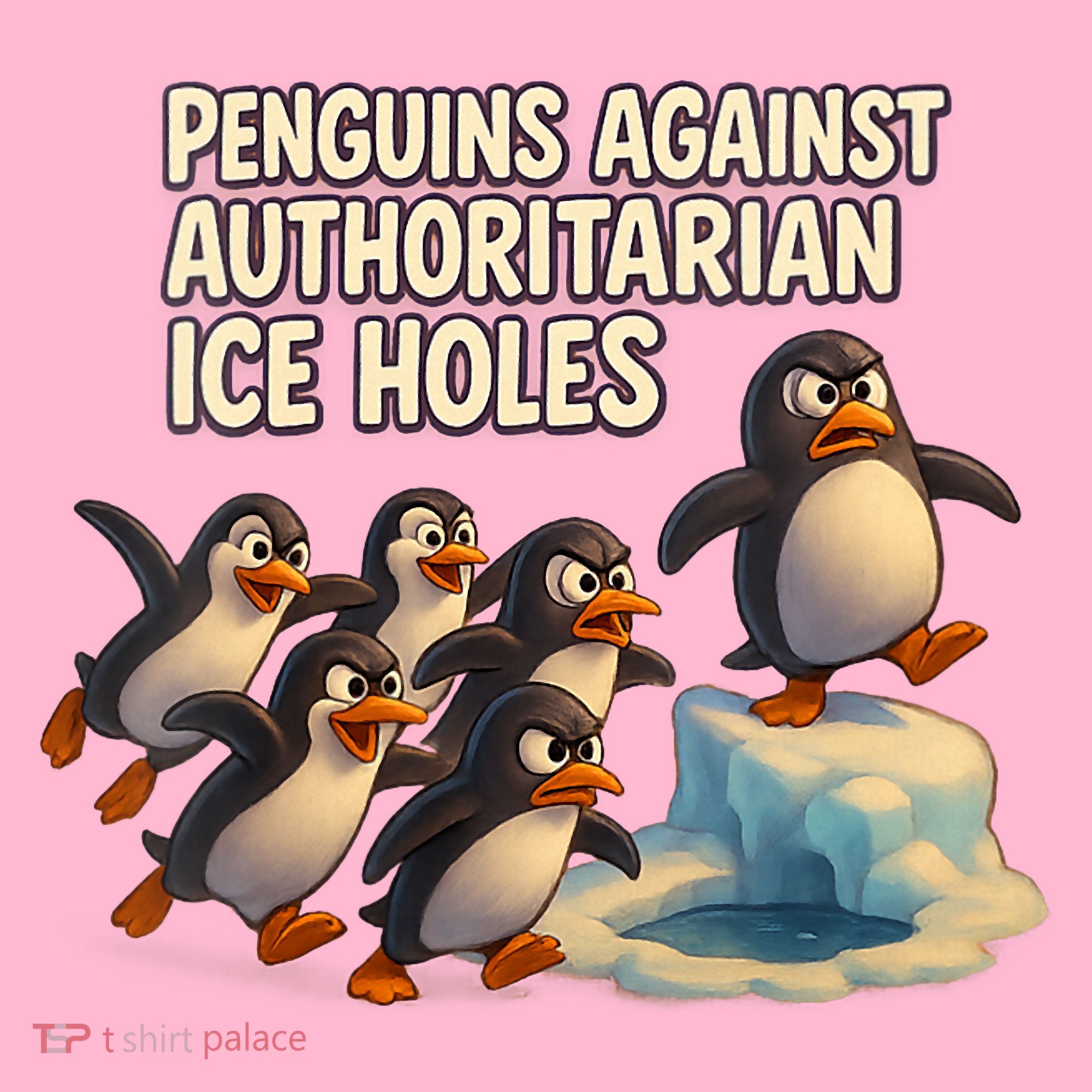 Penguins Against Authoritarian Ice Holes Sarcastic V-Neck  Coaster