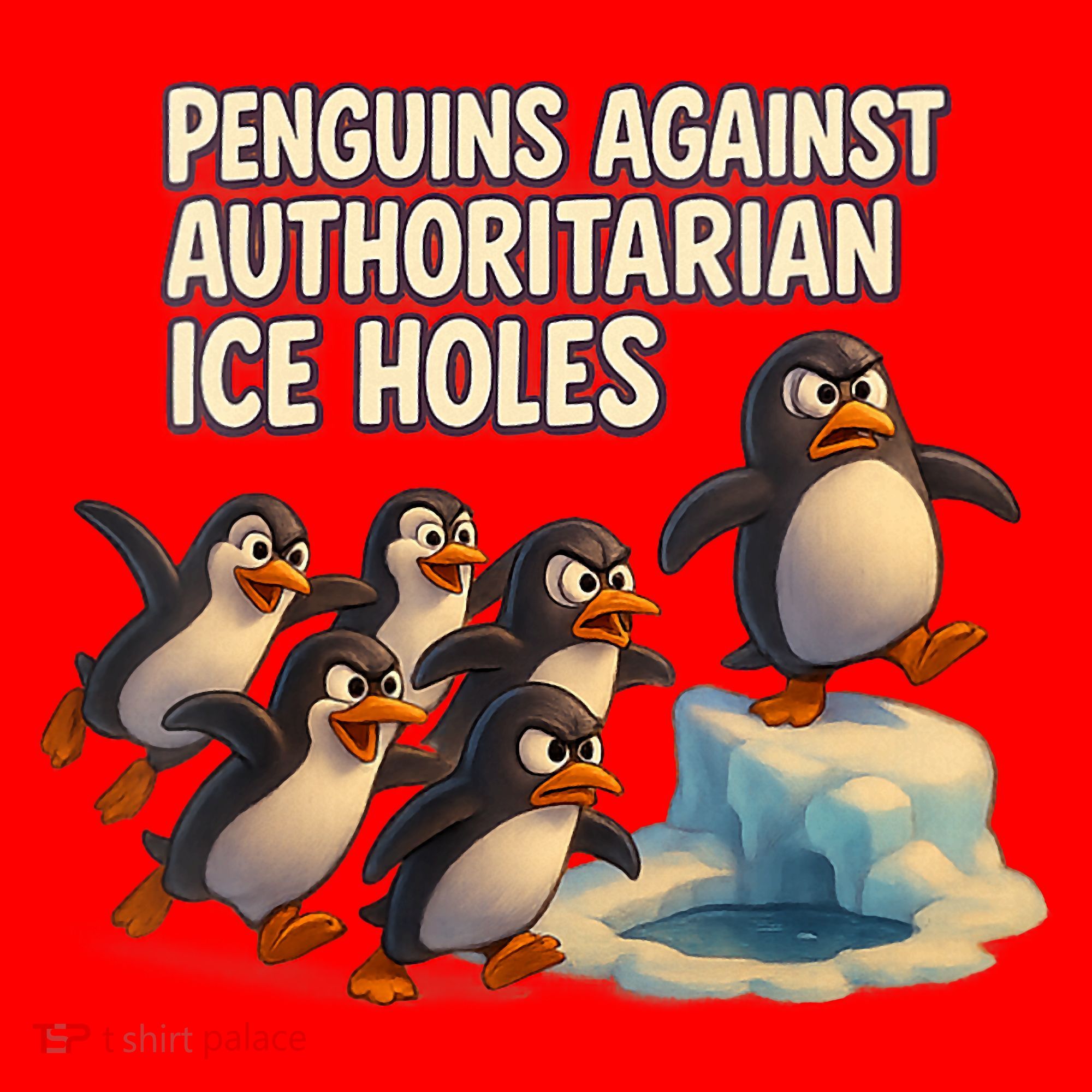 Penguins Against Authoritarian Ice Holes Sarcastic V-Neck  Santa Hat