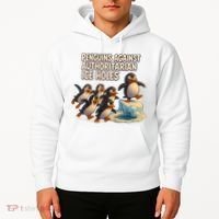 Penguins Against Authoritarian Ice Holes Sarcastic V-Neck  Hoodie thumb 2