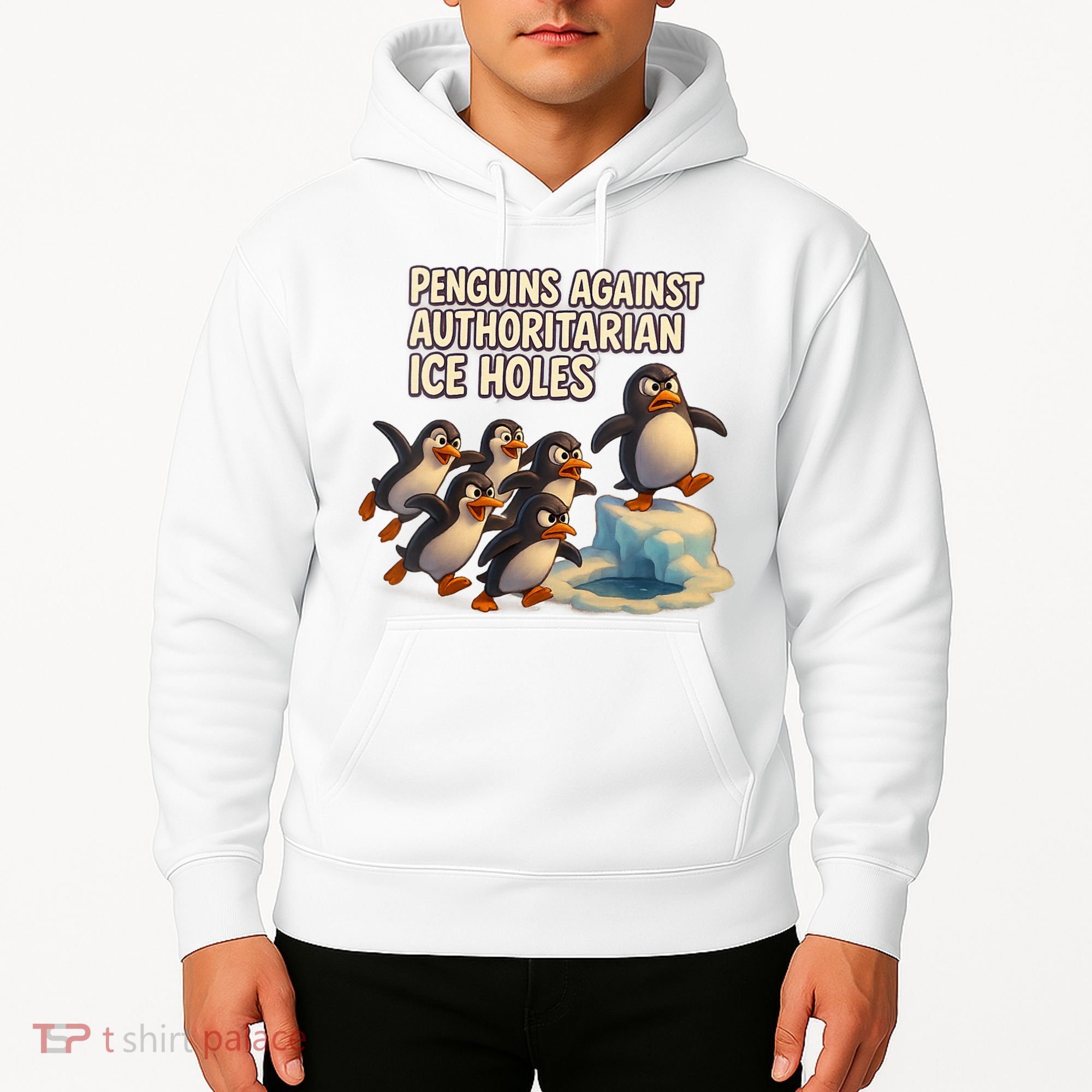 Penguins Against Authoritarian Ice Holes Sarcastic V-Neck  Hoodie