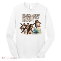 Penguins Against Authoritarian Ice Holes Sarcastic V-Neck  Long Sleeve Shirt thumb 0
