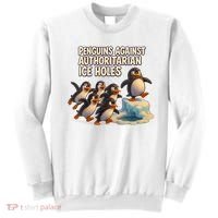 Penguins Against Authoritarian Ice Holes Sarcastic V-Neck  Sweatshirt thumb 0