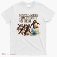 Penguins Against Authoritarian Ice Holes Sarcastic V-Neck  T-Shirt thumb 0