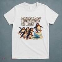 Penguins Against Authoritarian Ice Holes Sarcastic V-Neck  T-Shirt thumb 5