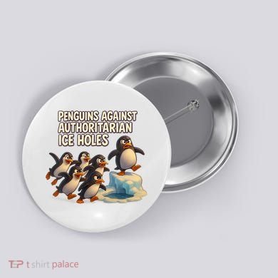 Penguins Against Authoritarian Ice Holes Sarcastic V-Neck  Button