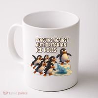 Penguins Against Authoritarian Ice Holes Sarcastic V-Neck  Coffee Mug thumb 0