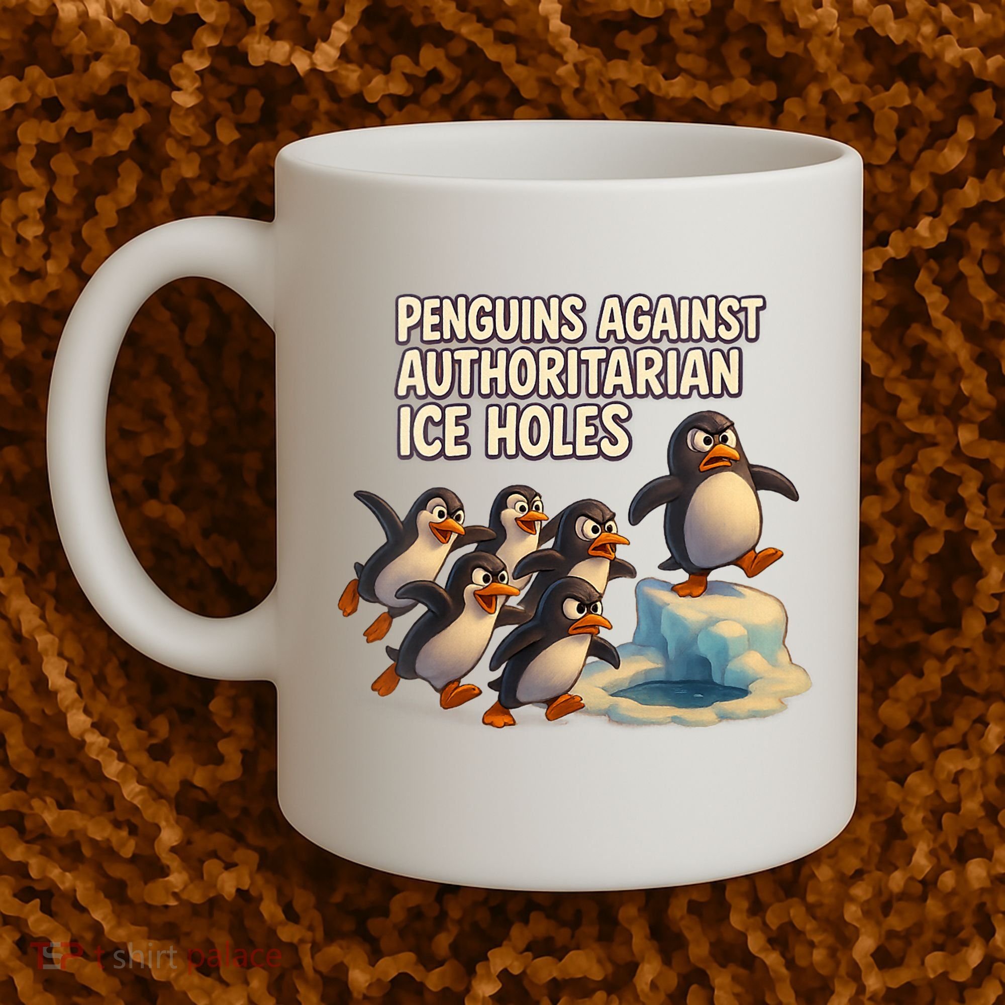 Penguins Against Authoritarian Ice Holes Sarcastic V-Neck  Coffee Mug