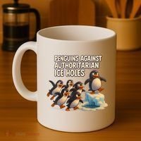Penguins Against Authoritarian Ice Holes Sarcastic V-Neck  Coffee Mug thumb 4