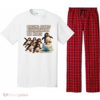 Penguins Against Authoritarian Ice Holes Sarcastic V-Neck  Pajama Set thumb 0