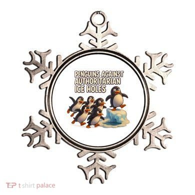 Penguins Against Authoritarian Ice Holes Sarcastic V-Neck  Ornament