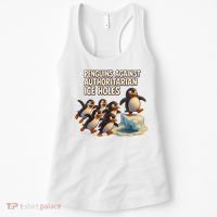 Penguins Against Authoritarian Ice Holes Sarcastic V-Neck  Women's Tank Top thumb 0