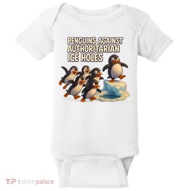 Penguins Against Authoritarian Ice Holes Sarcastic V-Neck  Baby Bodysuit