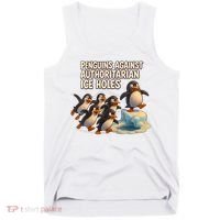 Penguins Against Authoritarian Ice Holes Sarcastic V-Neck  Tank Top thumb 0