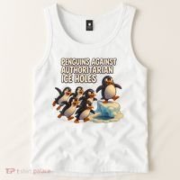 Penguins Against Authoritarian Ice Holes Sarcastic V-Neck  Tank Top thumb 2