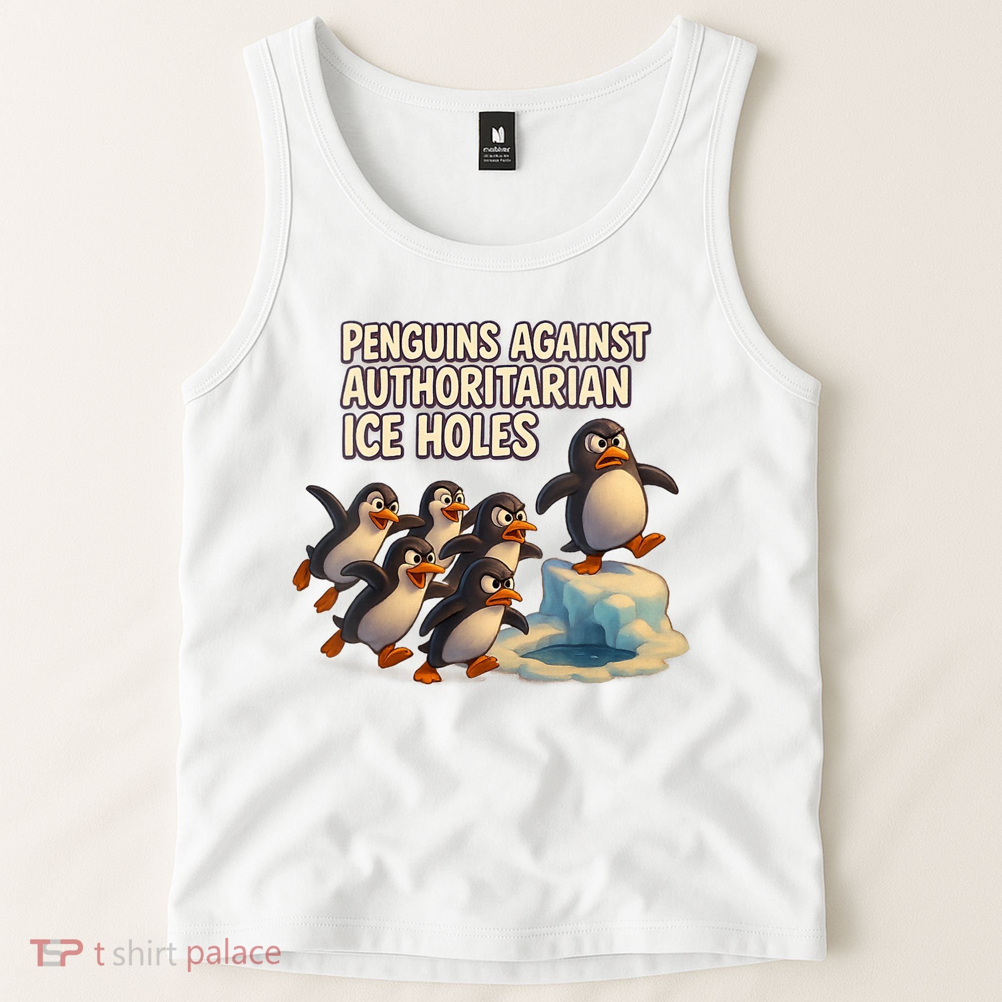 Penguins Against Authoritarian Ice Holes Sarcastic V-Neck  Tank Top