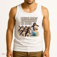 Penguins Against Authoritarian Ice Holes Sarcastic V-Neck  Tank Top thumb 3