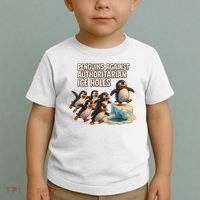Penguins Against Authoritarian Ice Holes Sarcastic V-Neck  Toddler T-Shirt thumb 2