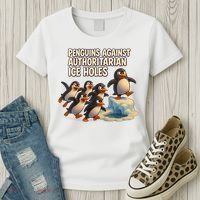 Penguins Against Authoritarian Ice Holes Sarcastic V-Neck  Women's T-Shirt thumb 3