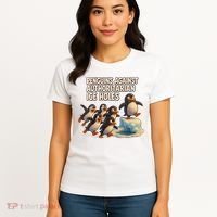 Penguins Against Authoritarian Ice Holes Sarcastic V-Neck  Women's T-Shirt thumb 4