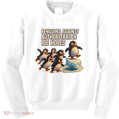 Penguins Against Authoritarian Ice Holes Sarcastic V-Neck  Kids Sweatshirt
