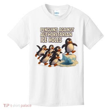 Penguins Against Authoritarian Ice Holes Sarcastic V-Neck  Kids T-Shirt
