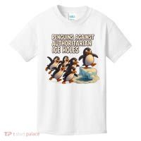 Penguins Against Authoritarian Ice Holes Sarcastic V-Neck  Kids T-Shirt thumb 0