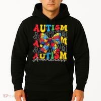 Puzzle Autism Awareness Coquette Bow Autism Awareness Day Hoodie thumb 2