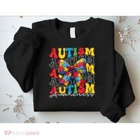 Puzzle Autism Awareness Coquette Bow Autism Awareness Day Sweatshirt thumb 2