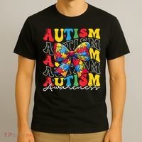 Puzzle Autism Awareness Coquette Bow Autism Awareness Day T-Shirt thumb 3