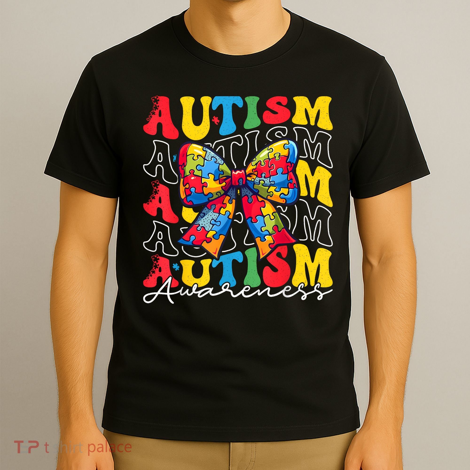 Puzzle Autism Awareness Coquette Bow Autism Awareness Day T-Shirt