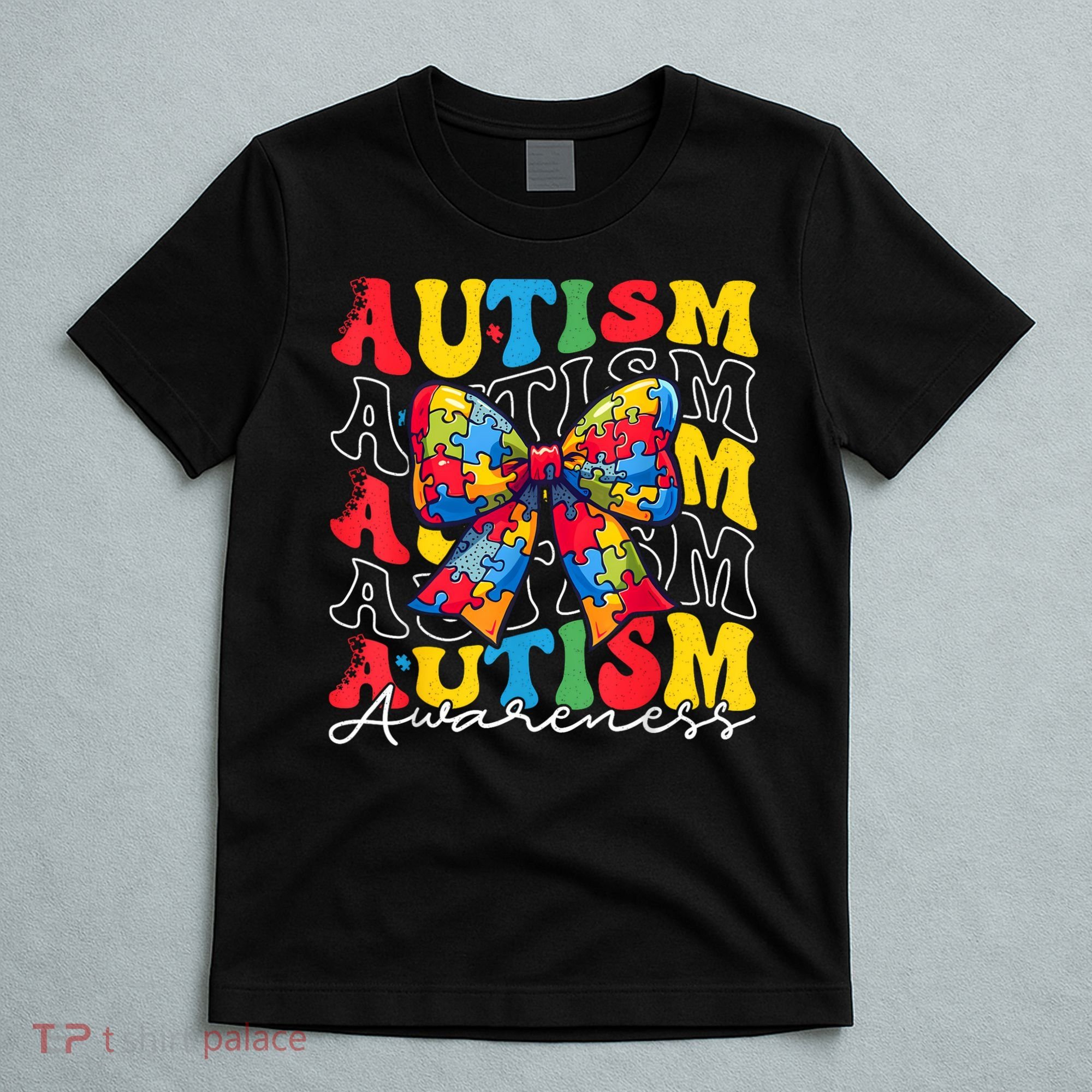 Puzzle Autism Awareness Coquette Bow Autism Awareness Day T-Shirt