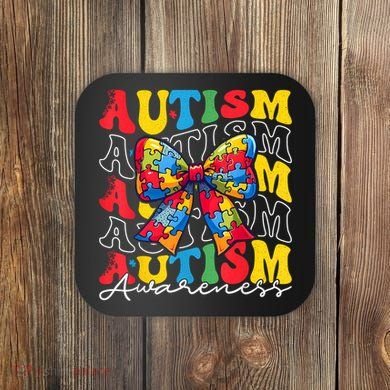 Puzzle Autism Awareness Coquette Bow Autism Awareness Day Coaster