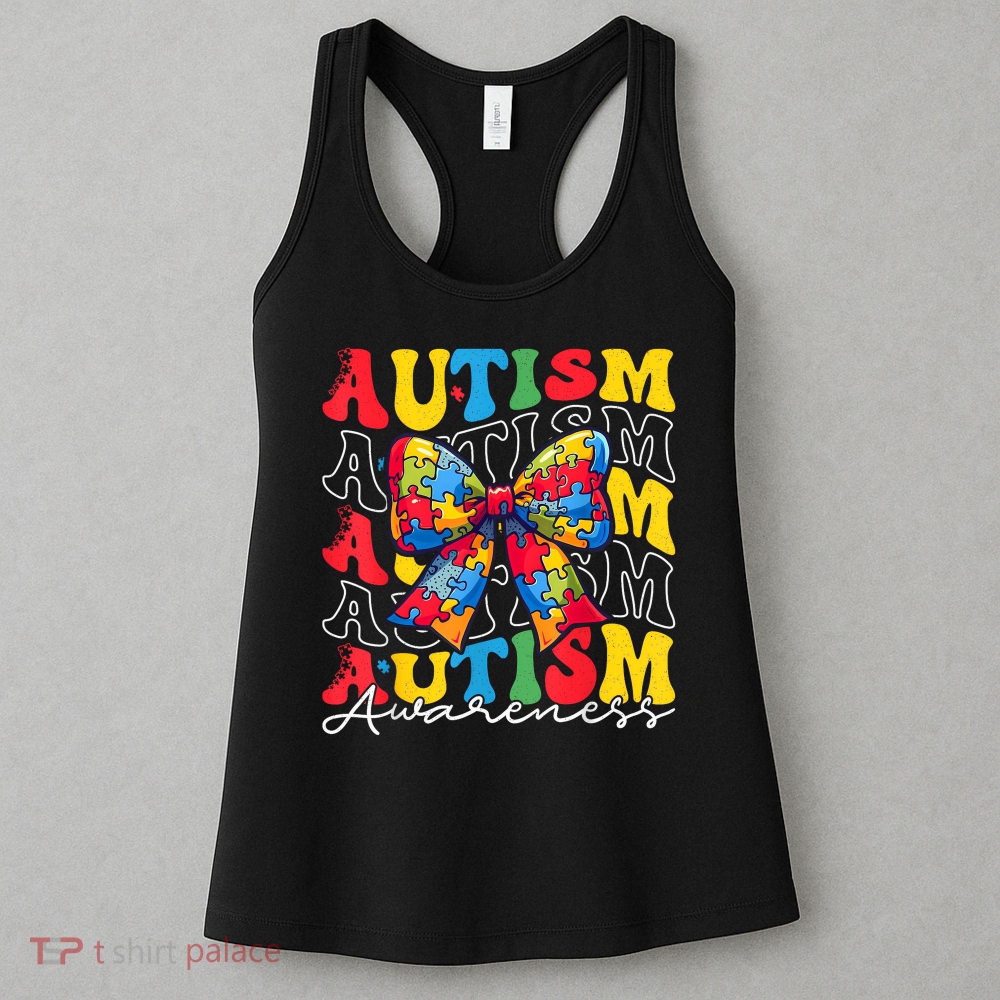 Puzzle Autism Awareness Coquette Bow Autism Awareness Day Women's Tank Top