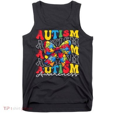 Puzzle Autism Awareness Coquette Bow Autism Awareness Day Tank Top