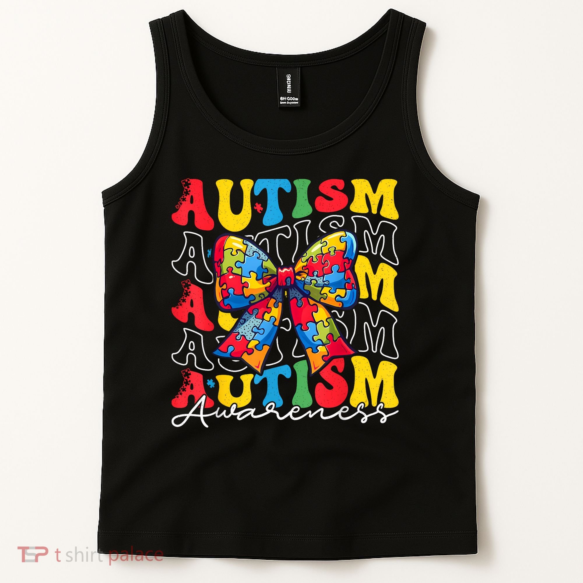 Puzzle Autism Awareness Coquette Bow Autism Awareness Day Tank Top
