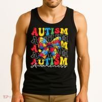 Puzzle Autism Awareness Coquette Bow Autism Awareness Day Tank Top thumb 3