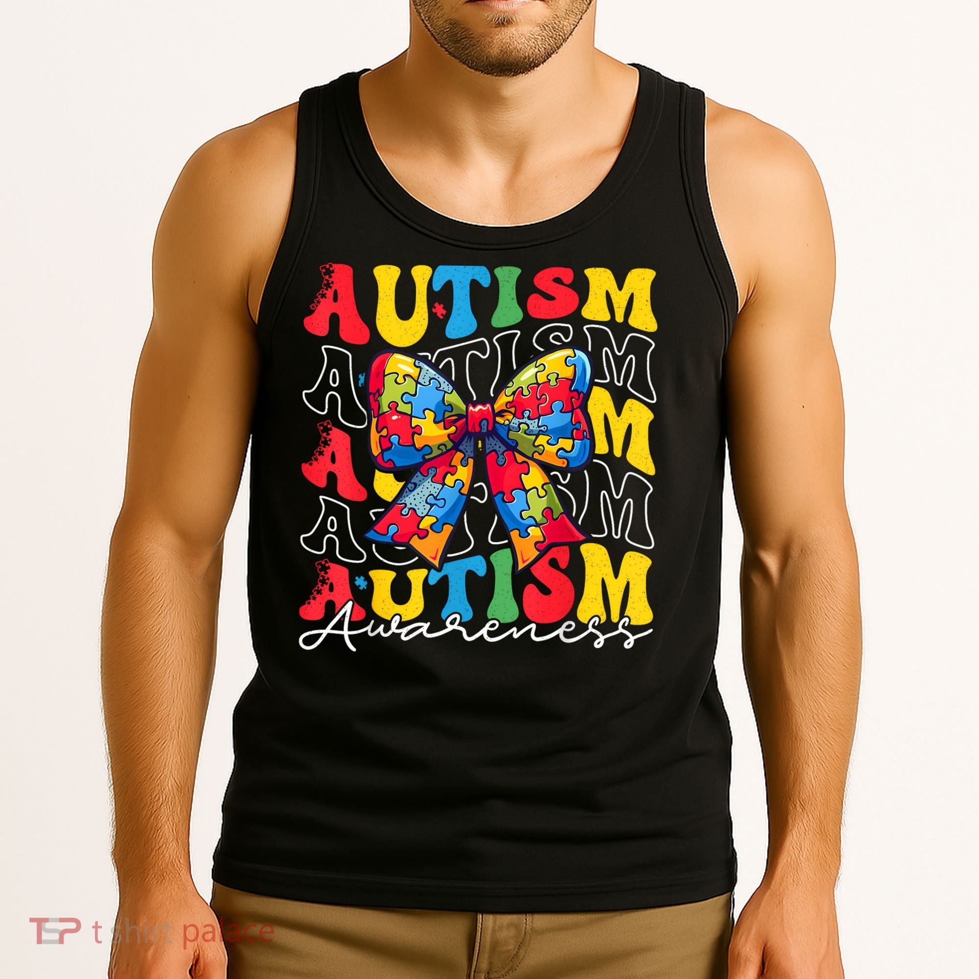 Puzzle Autism Awareness Coquette Bow Autism Awareness Day Tank Top