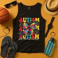 Puzzle Autism Awareness Coquette Bow Autism Awareness Day Tank Top thumb 4