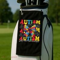 Puzzle Autism Awareness Coquette Bow Autism Awareness Day Golf Towel thumb 2