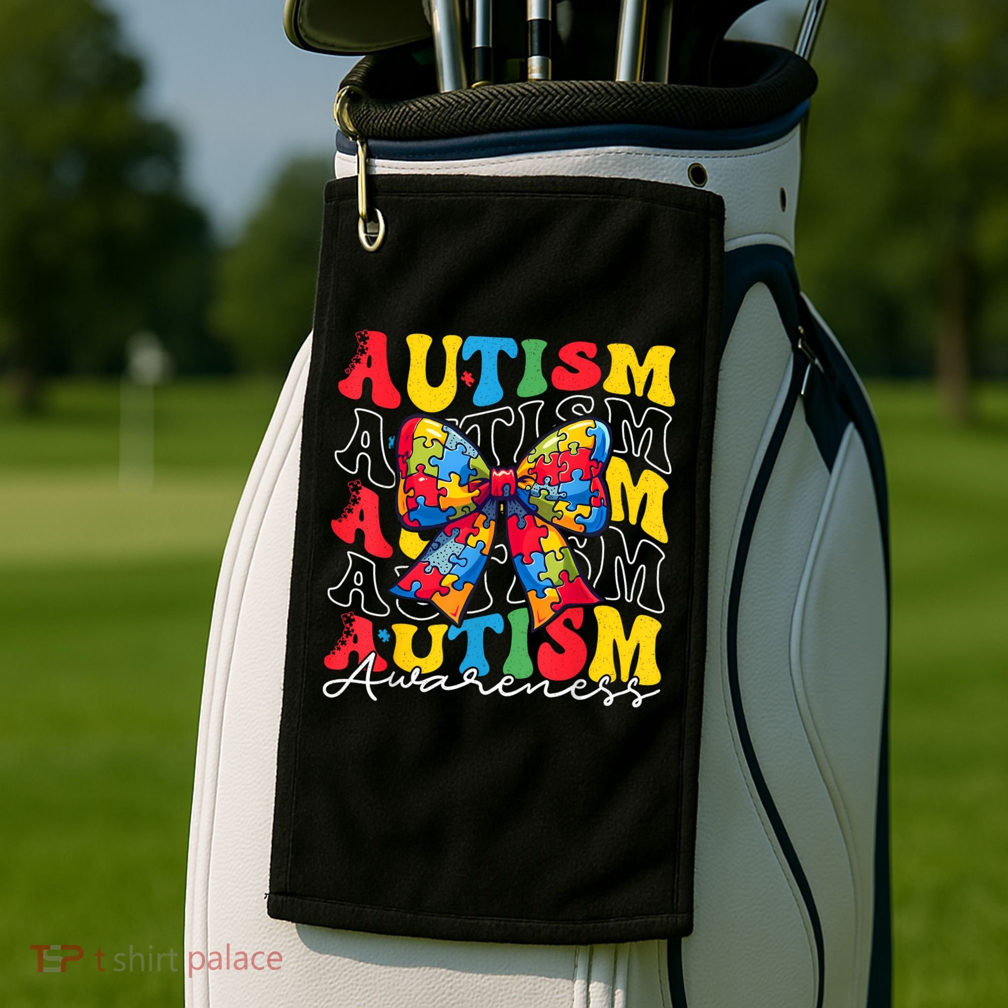 Puzzle Autism Awareness Coquette Bow Autism Awareness Day Golf Towel