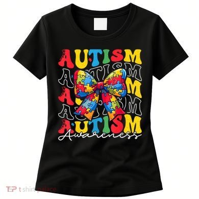 Puzzle Autism Awareness Coquette Bow Autism Awareness Day Women's T-Shirt