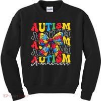 Puzzle Autism Awareness Coquette Bow Autism Awareness Day Kids Sweatshirt thumb 0
