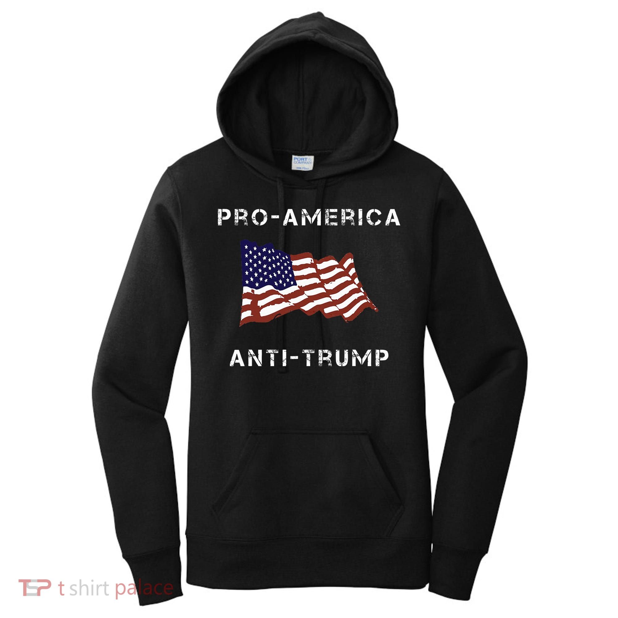 Pro America Anti Trump American Usa Flag Women's Hoodie