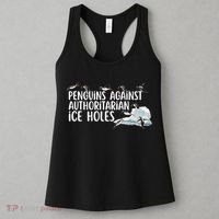 Penguins Against Authoritarian Ice Holes Sarcastic Women's Tank Top thumb 3
