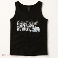  Penguins Against Authoritarian Ice Holes Sarcastic Tank Top thumb 2