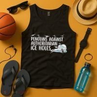  Penguins Against Authoritarian Ice Holes Sarcastic Tank Top thumb 4