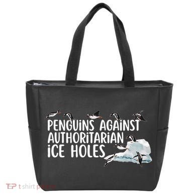  Penguins Against Authoritarian Ice Holes Sarcastic Tote Bag