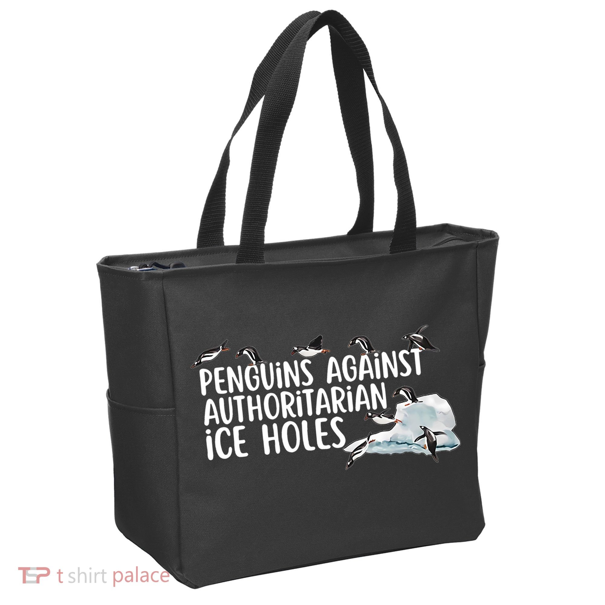  Penguins Against Authoritarian Ice Holes Sarcastic Tote Bag